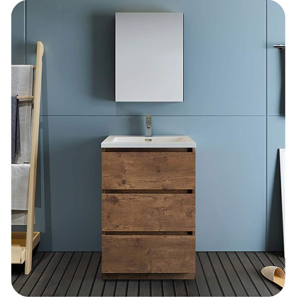 Lazzaro 24" Freestanding Modern Bathroom Vanity with Integrated Single Sink - Faucet Not Included