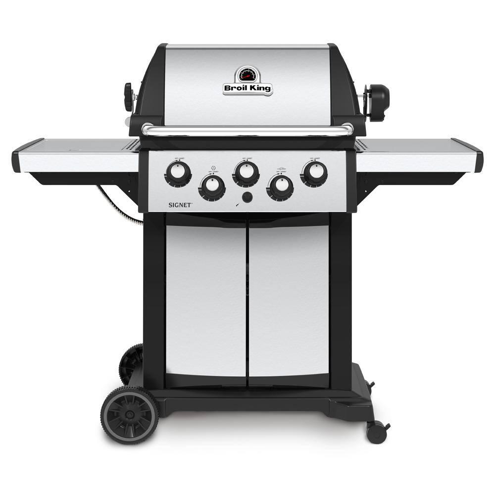 Broil King Signet 390 3-Burner Grill in Stainless Steel with Side Burner and Rear Rotisserie Burner