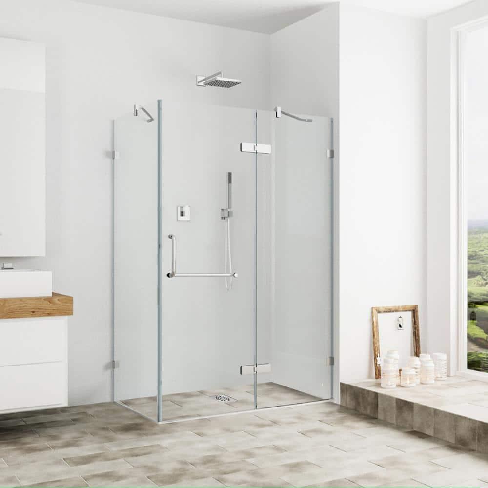 VIGO Monteray 46" W x 30" D x 73" H Hinged Frameless Shower Enclosure with 3/8  Clear Glass VG6011CHCL48