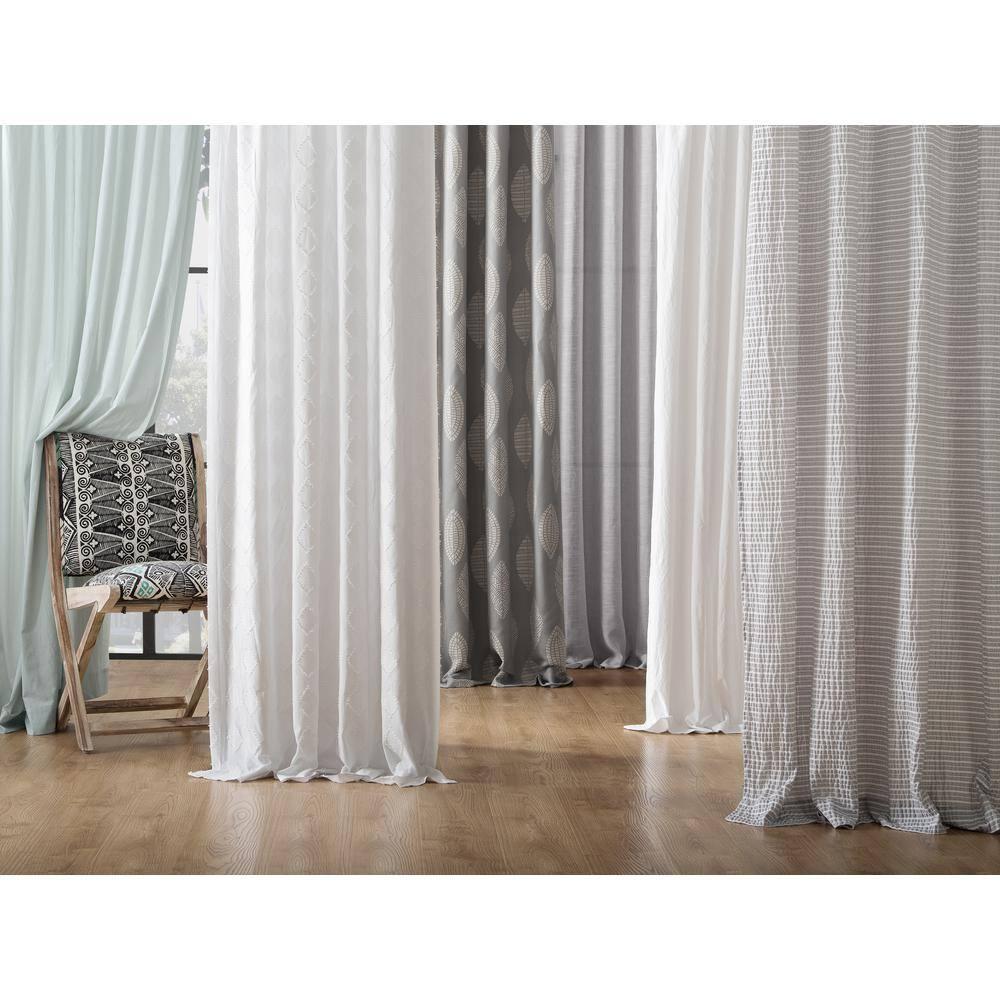 63"x52" Slub Textured Linen Blend Grommet Top Curtain Gray - Archaeo: Light Filtering Panel, Modern Indoor Decor
