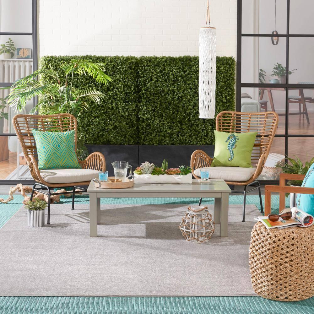Nourison Essentials Easy Care Indoor Outdoor Area Rug - Silver Grey 7' x 10'