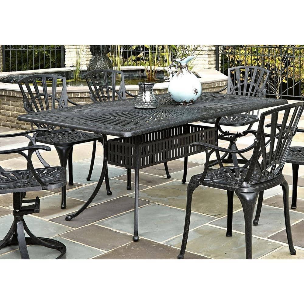 Homestyles Grenada Aluminum Outdoor Dining Table in Charcoal
