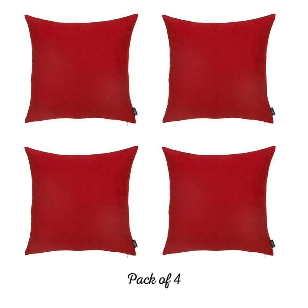 MIKE & Co. NEW YORK Honey Set of 4 Decorative Throw Pillow Cover Solid Color Red 16" x 16"