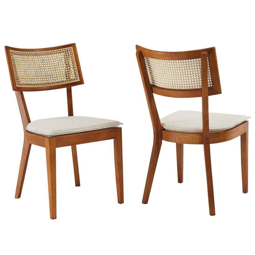 Modway Caledonia Fabric Upholstered Wood Dining Chair Set of 2