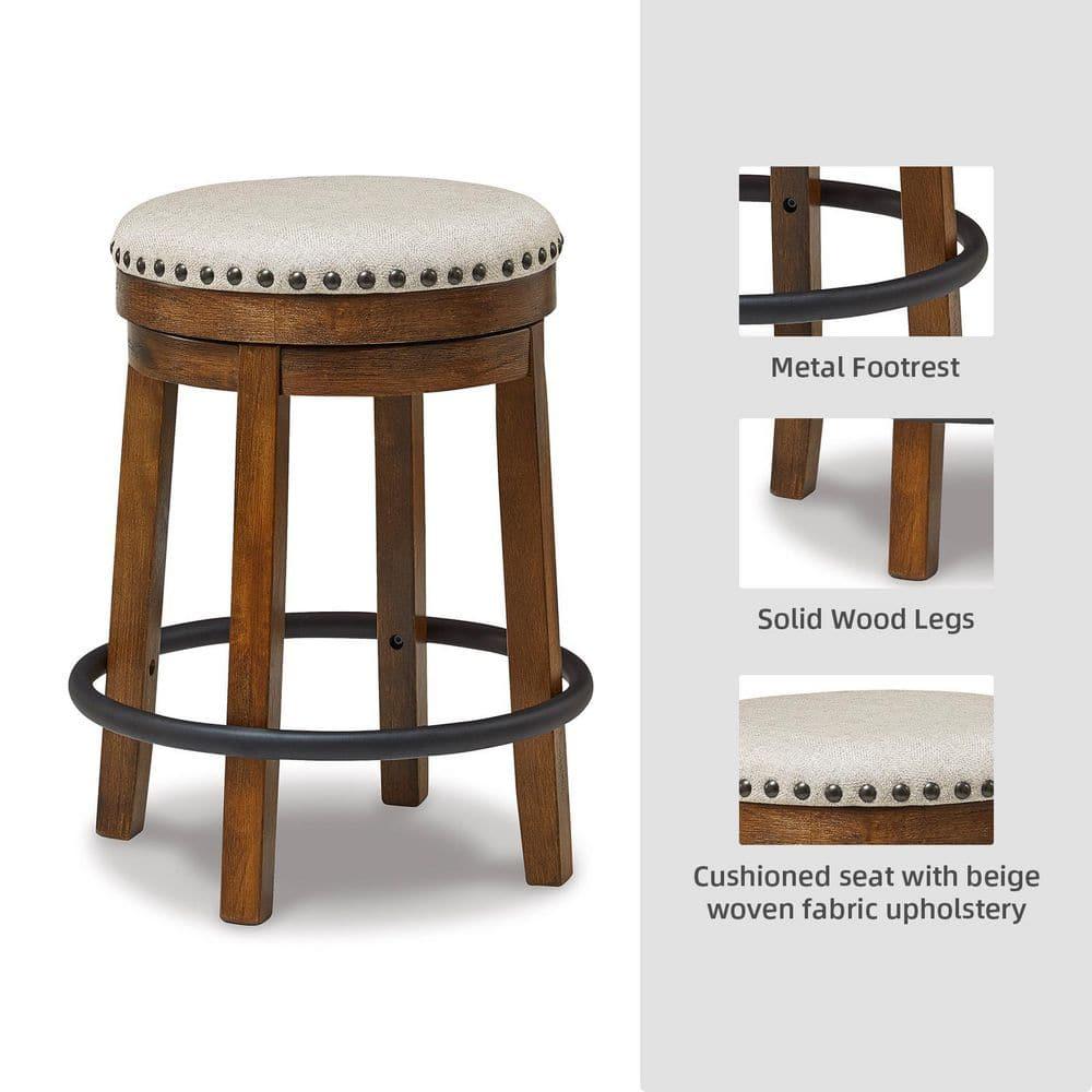 Gracie Oaks Marlar Swivel Upholstered Counter Stool with Solid Wood Frame
