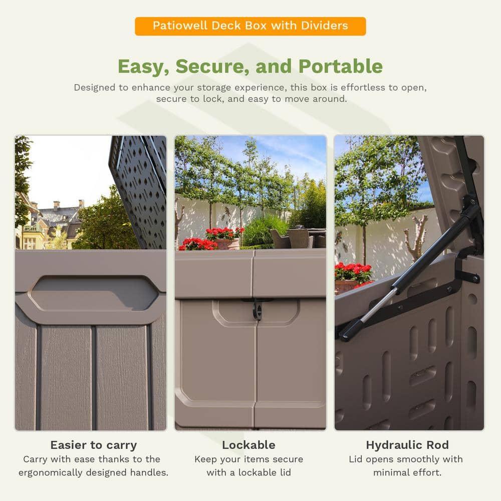 Patiowell 230 Gallons Water Resistant Resin Lockable Deck Box