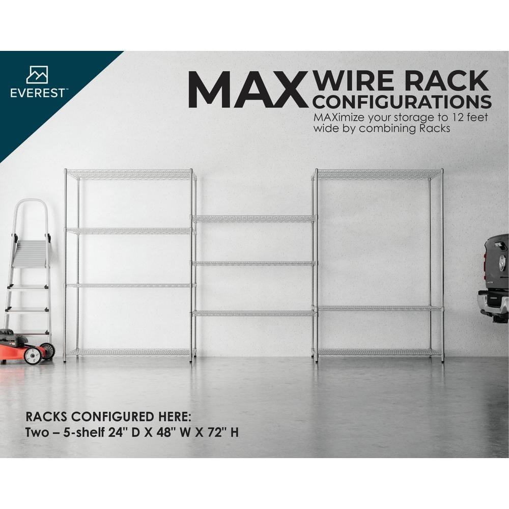 Everest Home Everest Wire Rack Heavy-Duty 5-Tier Utility Shelving Unit, 48 W x 24 D x 72 H, Chrome