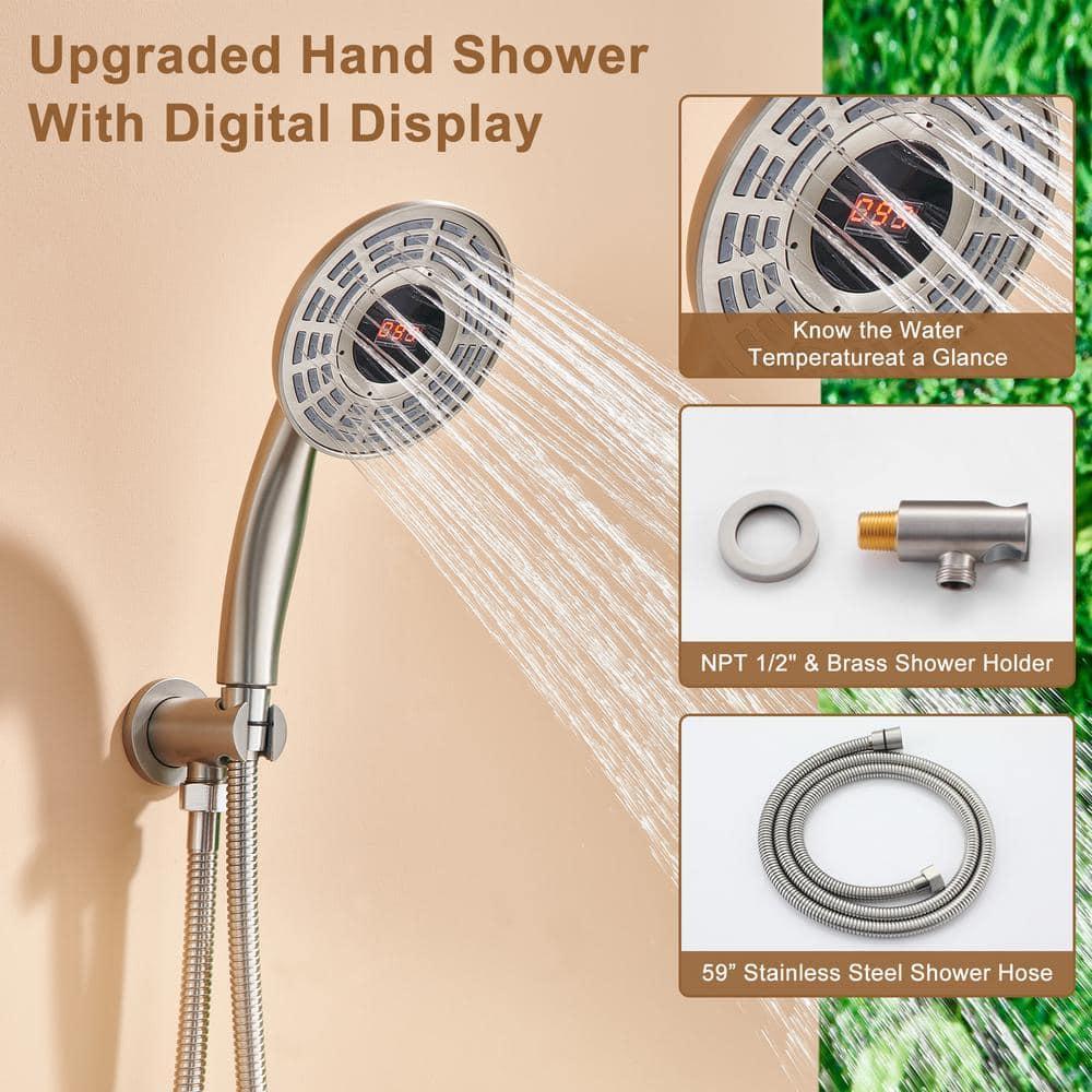 Thermostatic Rainfall Shower System with Rough in-Valve and Digital Display Handheld