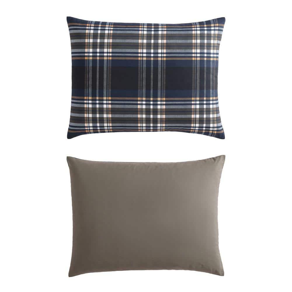 Wrangler 3pc Full/Queen City Flats Plaid Duvet Set Blue: Microfiber Bedding, OEKO-TEX Certified