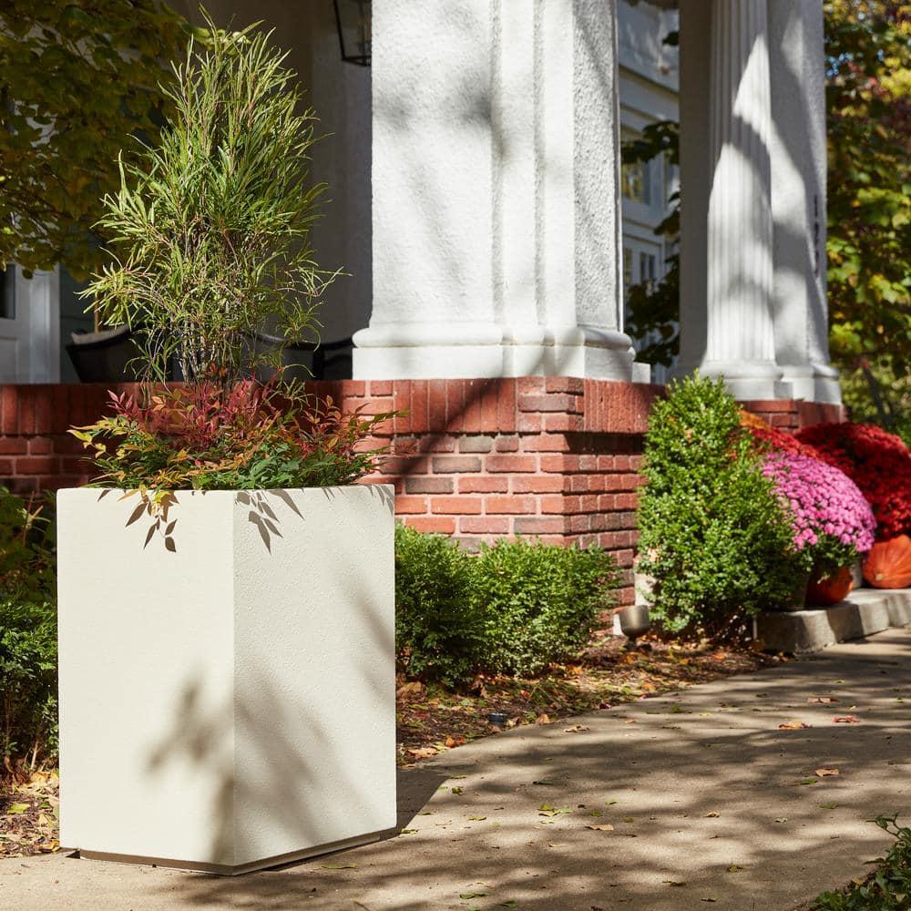 Greige Polystone Tall Rectangular Planter 23"L x 18"W x 30"H for Outdoor & Indoor