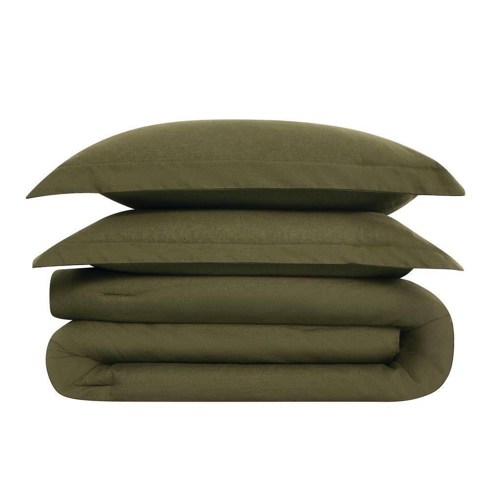 Brooklyn Loom 3pc Full/Queen Flax Linen Comforter Set Moss Green