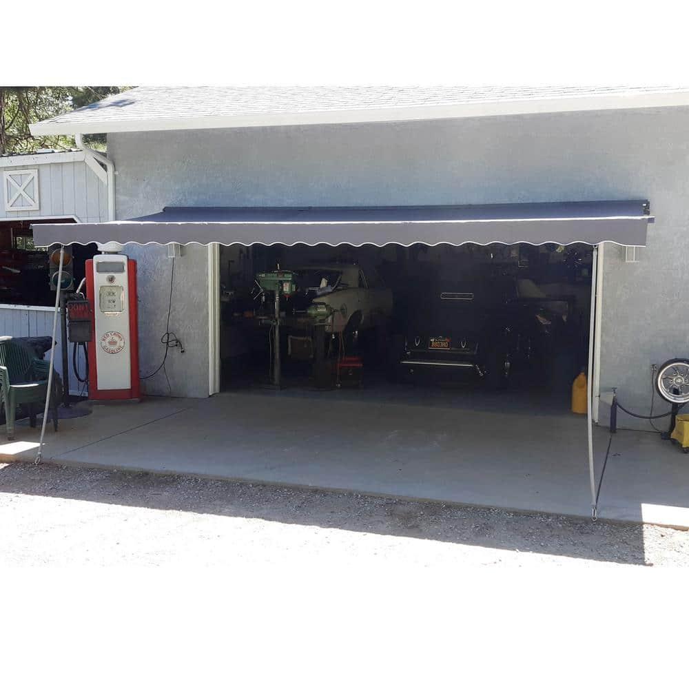 Motorized Retractable White Frame Patio Awning