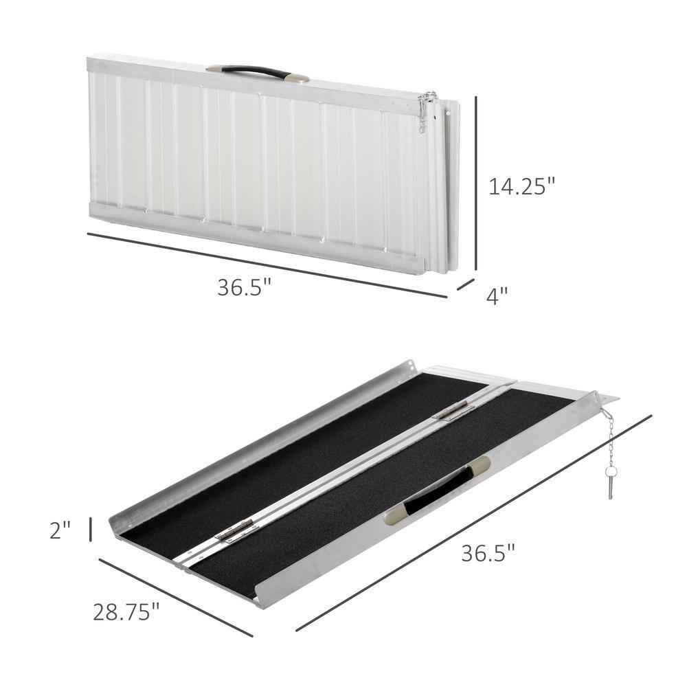 HOMCOM Folding Aluminum Wheelchair Ramp with Non-Slip Surface 600lbs Capacity