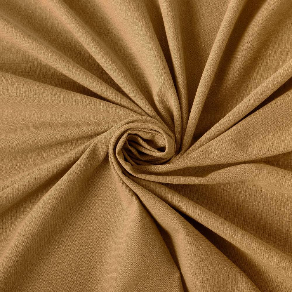 40"x63" Archaeo Light Filtering Cotton Blend Button Tab Top Curtain Panel Camel: Transitional Style, Machine Washable