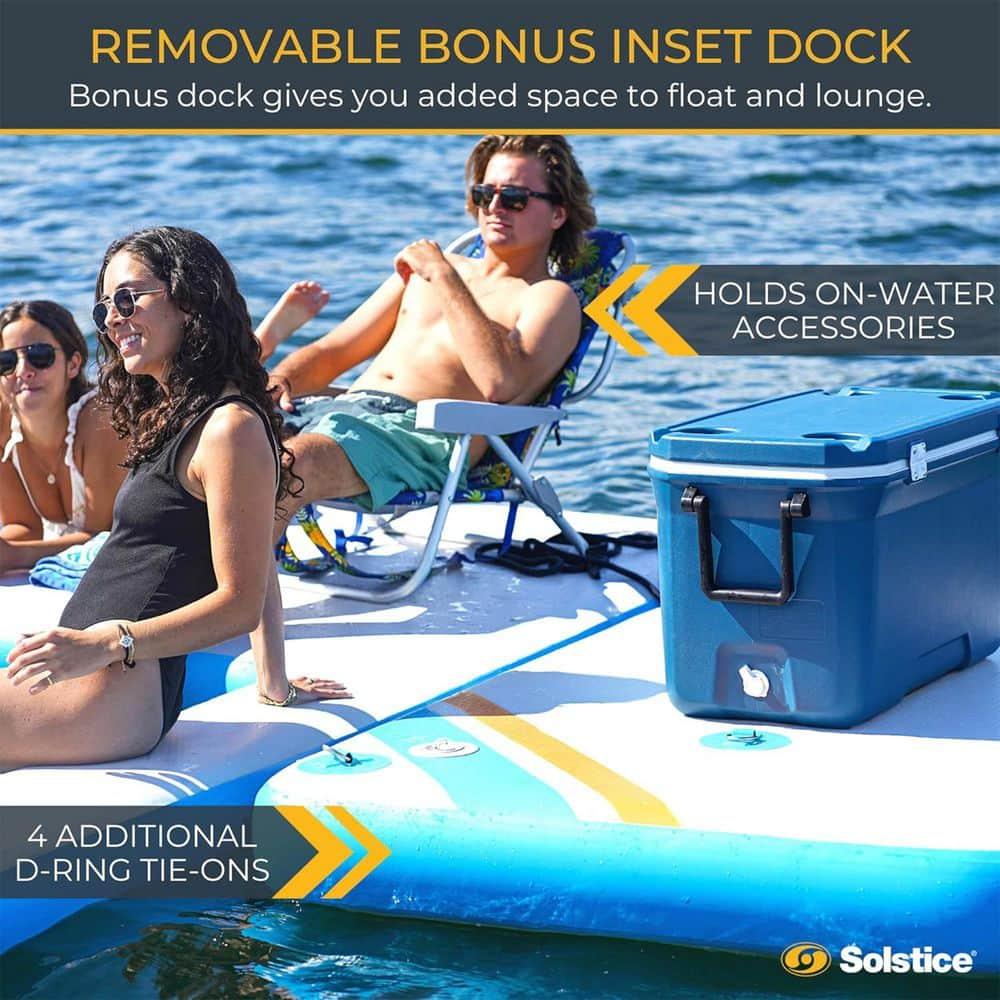 SOLSTICE Original Inflatable Mesh Dock Platform for Lake Boat Pool Ocean for Adults Kids & Pet Dogs Up to 8 People, Water Mat Swim Raft, 10'x8'