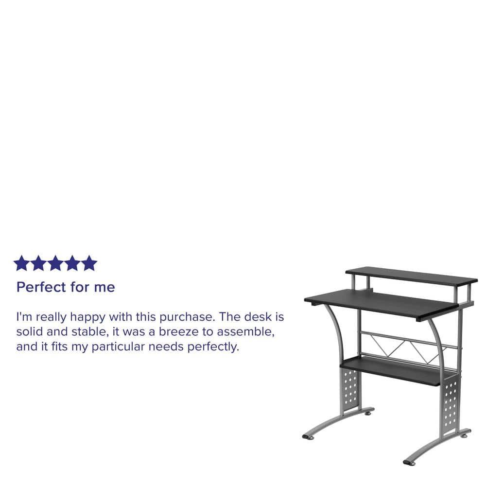 Flash Furniture Clifton Modern Office Computer Desk with Top/Bottom Storage Shelves, 28"W, Black