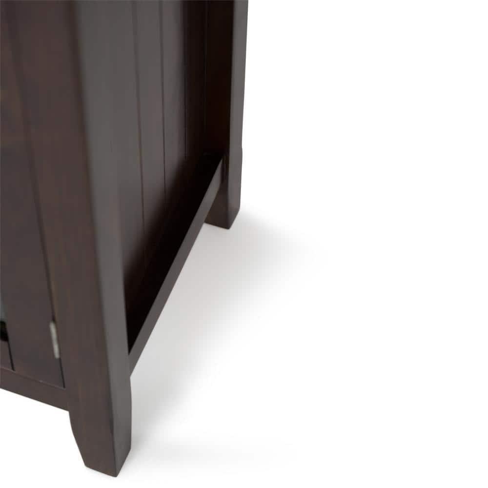 Simpli Home Acadian Solid Wood Shelf Storage Cabinet with Glass Doors and Adjustable Shelves