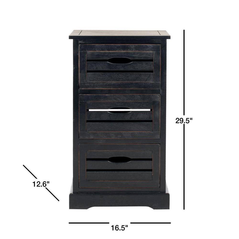 Samara 3 Drawer Cabinet - AMH5713 - Distressed Black - Safavieh Couture