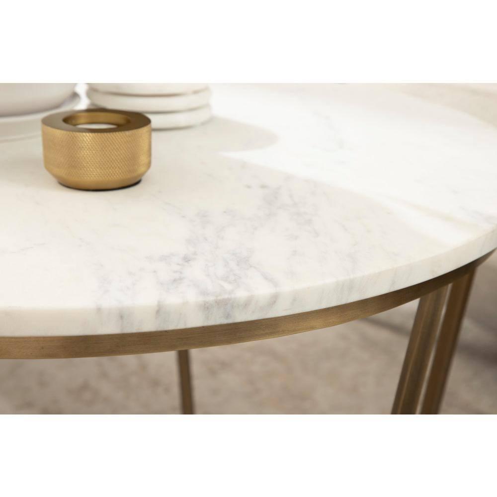 Kate and Laurel Solvay Round Metal Coffee Table, 26x26x18, Gold