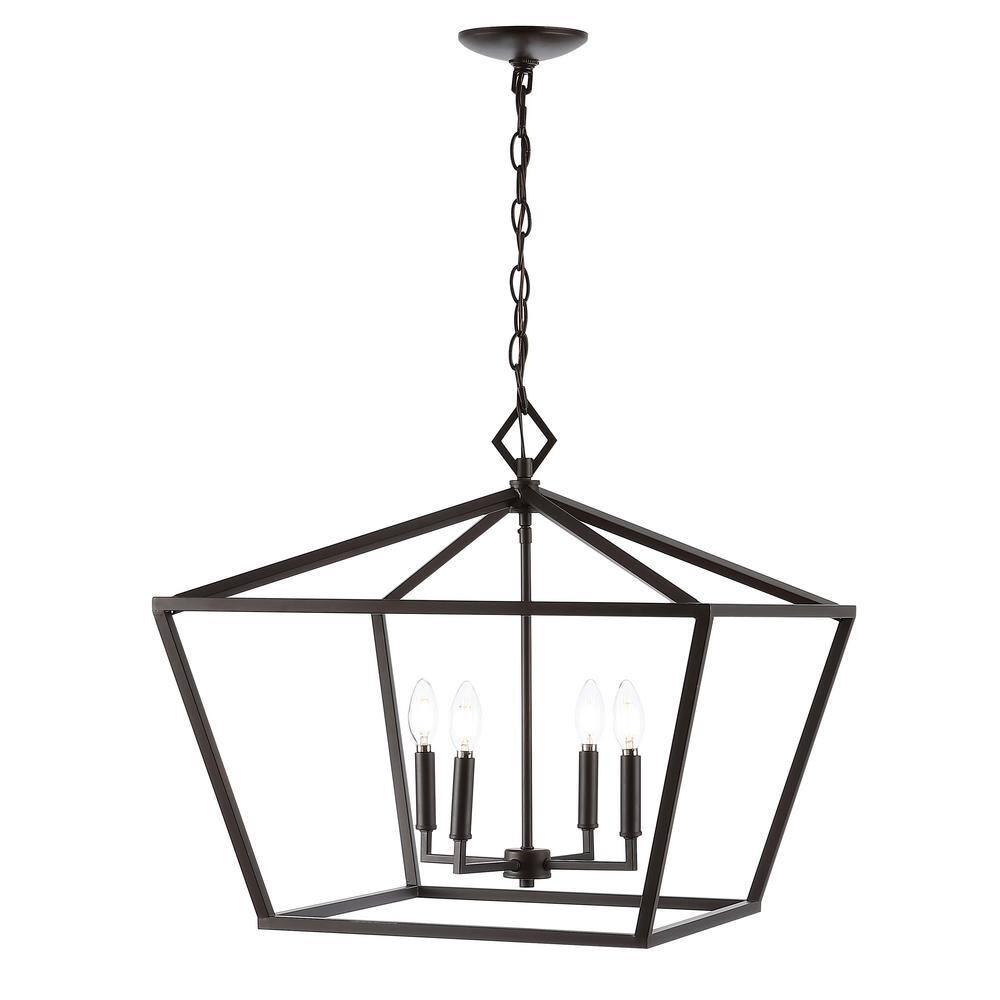 Gatsby 23" 4-Light Adjustable Iron Rustic Glam LED Pendant, Oil Rubbed Bronze