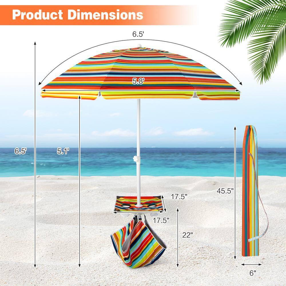 Topcobe 6.5 Feet Patio Beach Umbrella with Waterproof Polyester Fabric, Sunbrella Umbrella Outdoor Patio, Orange