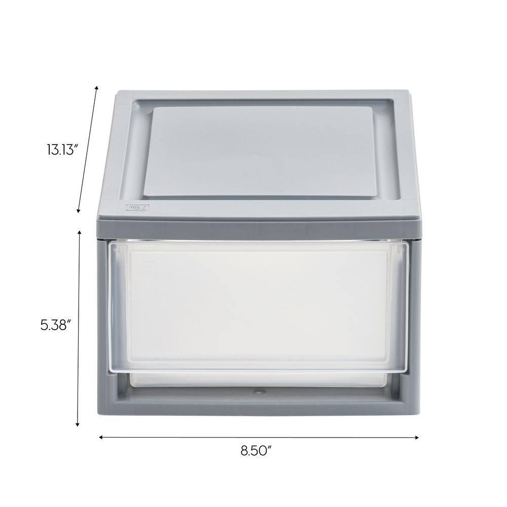 IRIS 14.5qt 4pk Compact Stacking Storage Plastic Drawer Organizer with Clear Doors: Stackable Utility Storage Drawers