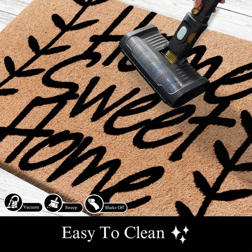 A1HC Natural Coir Flocked Doormat with Heavy Duty Non-Slip PVC Backing Easy to Clean, Fade Resistant, Pet Friendly Outdoor Welcome Mat, Low-Profile Durable Doormat