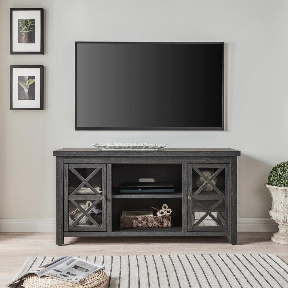 Evelyn&Zoe Colton Rectangular TV Stand for TV's up to 55", Charcoal Gray
