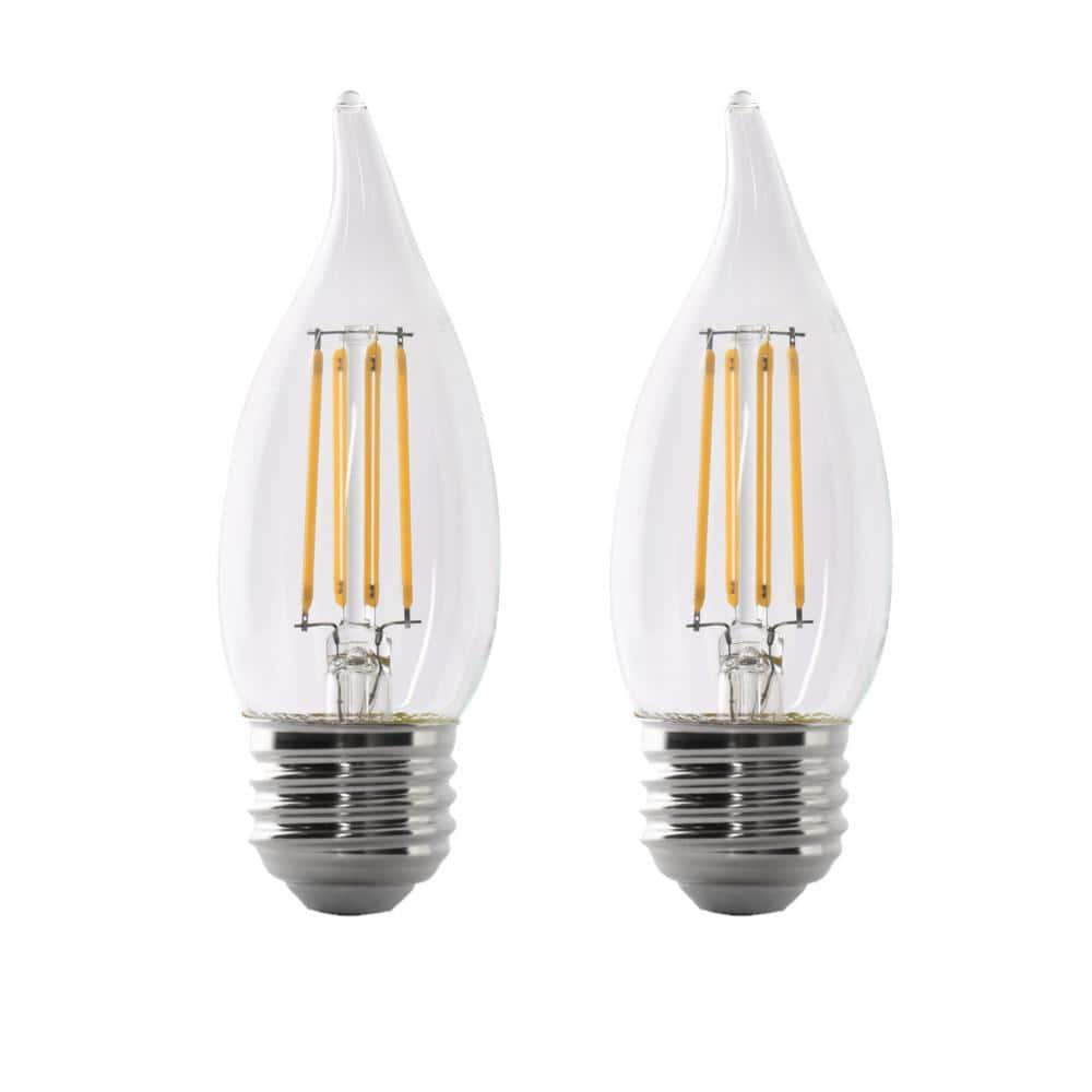 Clear Flame Tip Dimmable LED Chandelier Bulbs, 60-Watt Equivalent
