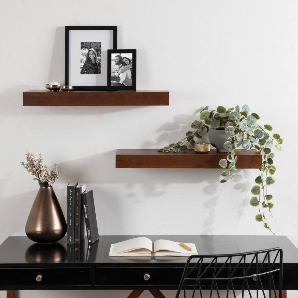 2pc 24" Havlock Wood Shelf Set Walnut Brown - Kate & Laurel All Things Decor: Easy Install, Storage Display