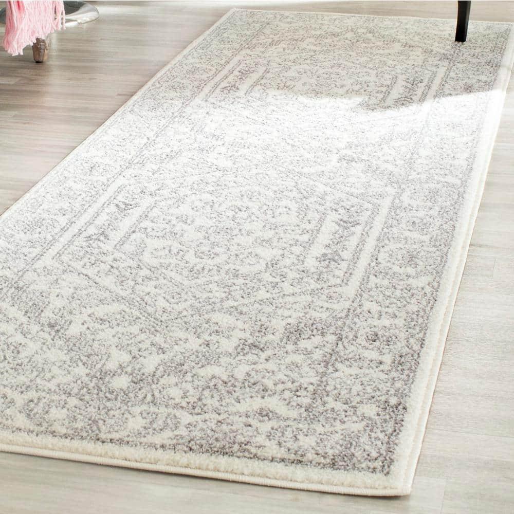 Adirondack ADR108 Power Loomed Runner Rug - Ivory/Silver - 2'6"x12' - Safavieh.
