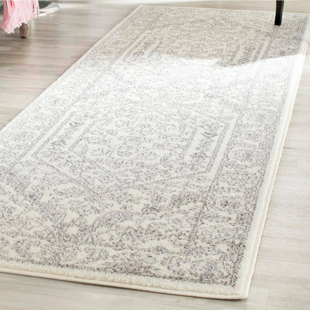 Adirondack ADR108 Power Loomed Runner Rug - Ivory/Silver - 2'6"x18' - Safavieh.