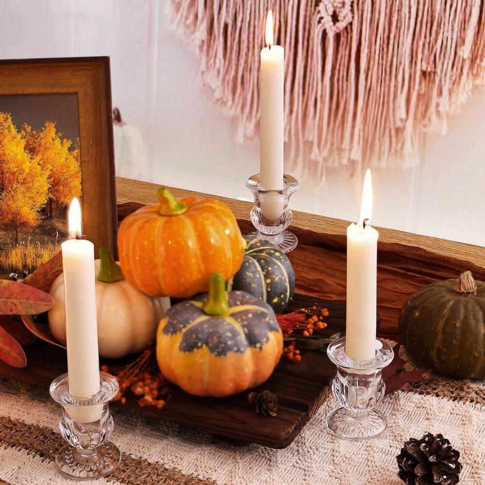 Juvale 12 Pack Clear Glass Candle Holders for Candlesticks, Taper Candles, Wedding Centerpieces, 2 x 2.3 x 2 In