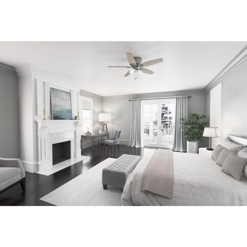 Builder Low Profile 52" 5 - Blade Flush Mount Ceiling Fan with Lights and Pull Chains