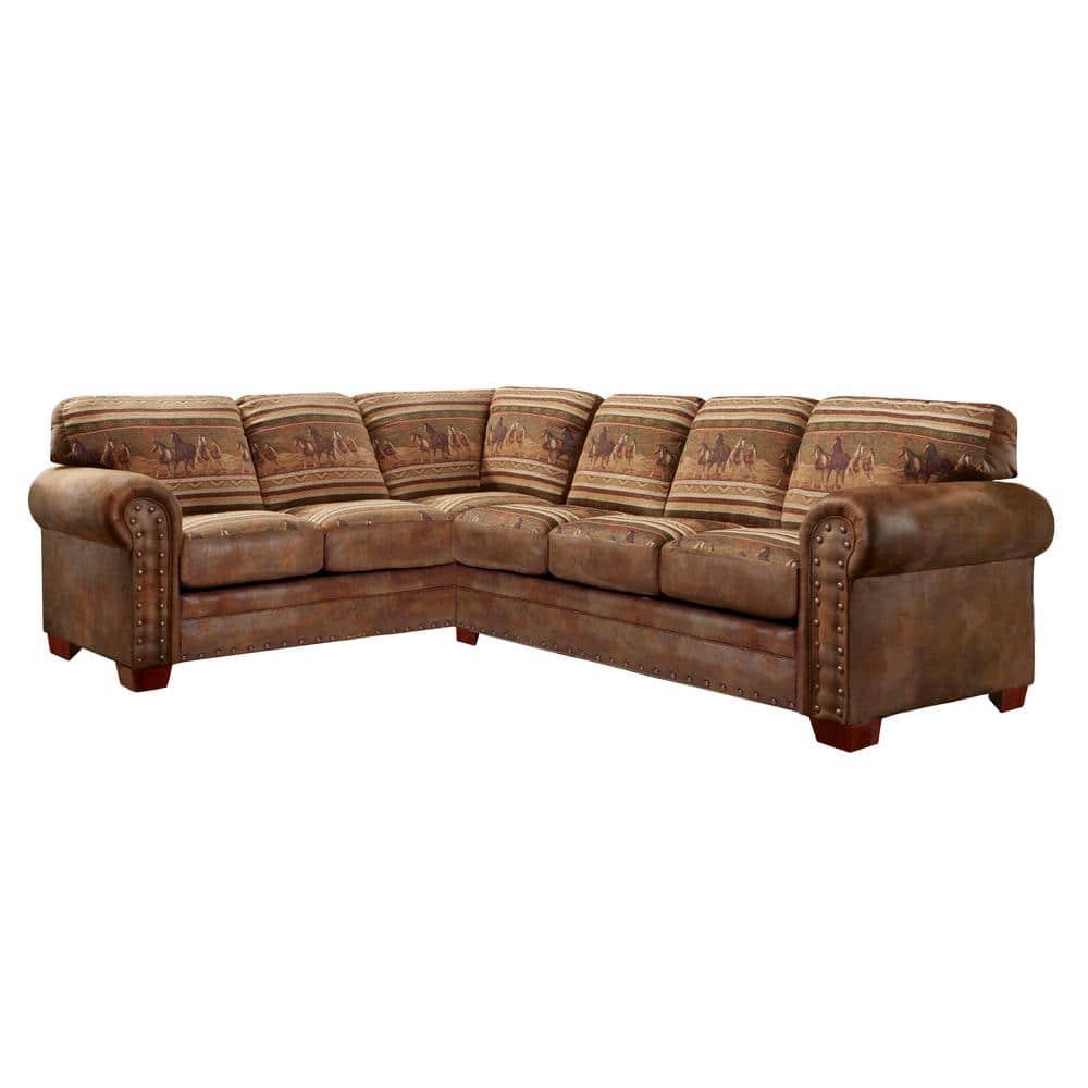 American Furniture Classics, Model 8506-40K Wild Horses Two Piece Living Room Sectional Sofa
