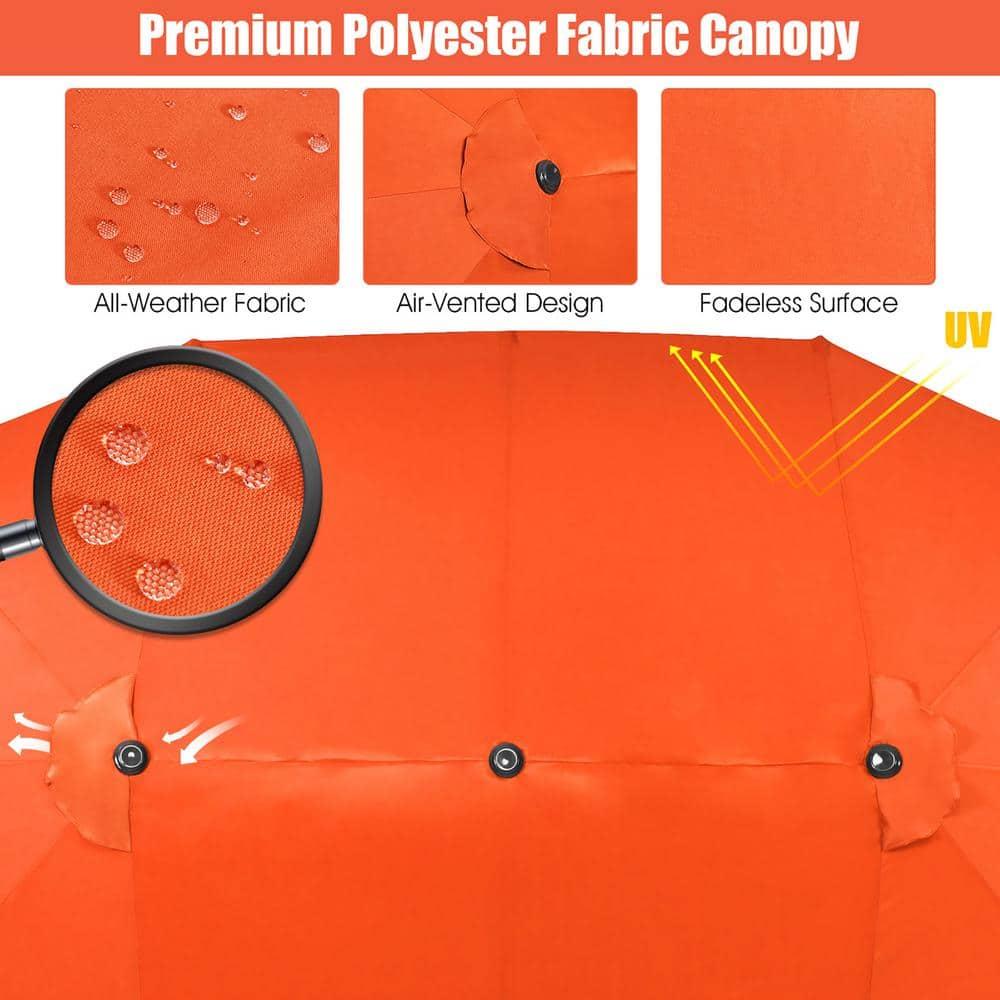 Costway 15FT Patio Double-Sided Umbrella Crank Outdoor Garden Market Sun Shade Orange