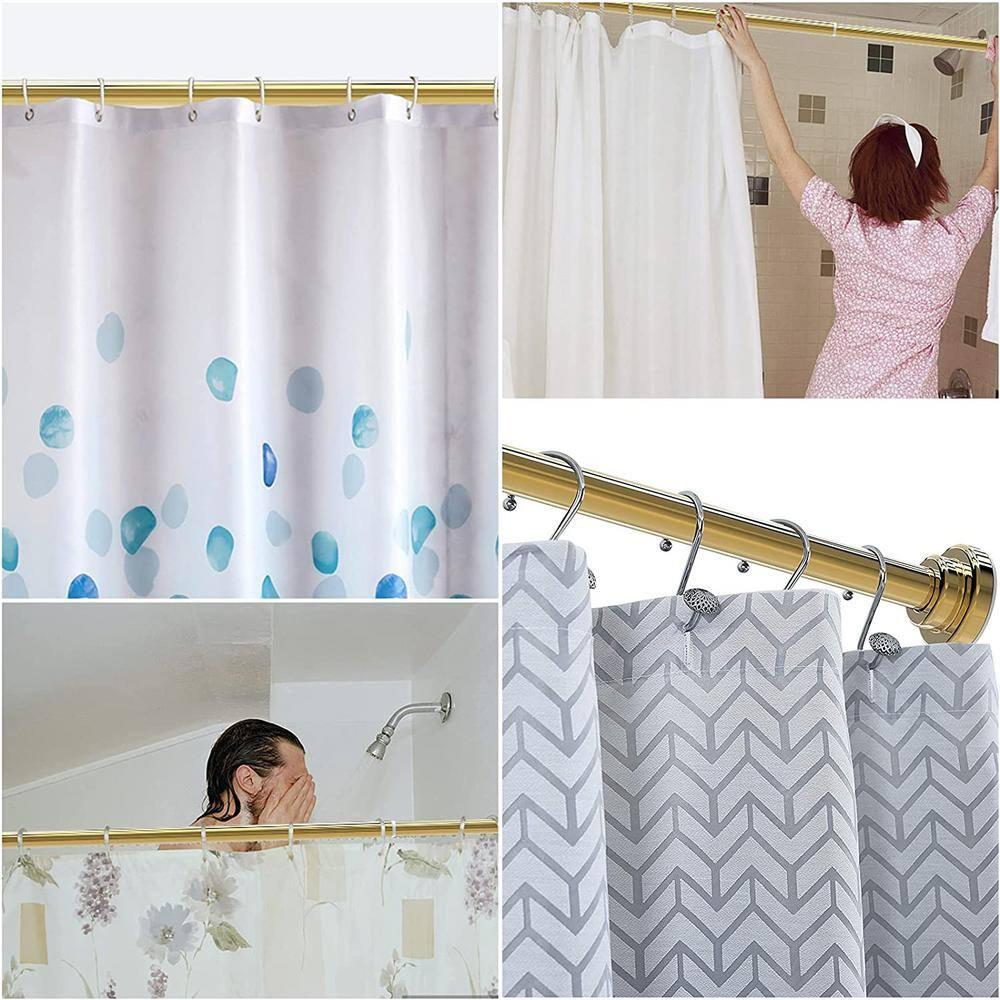 TEECK Shower Curtain Rod, 40-73 inch Adjustable Tension Spring, Shower Curtain Rod Tension, Premium Stainless Steel, Anti-Slip, No Drilling, No Rust, for Bathroom, Gold