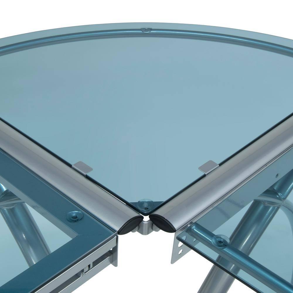 Inbox Zero Courson L-Shaped Glass Top Metal Base Drafting Table