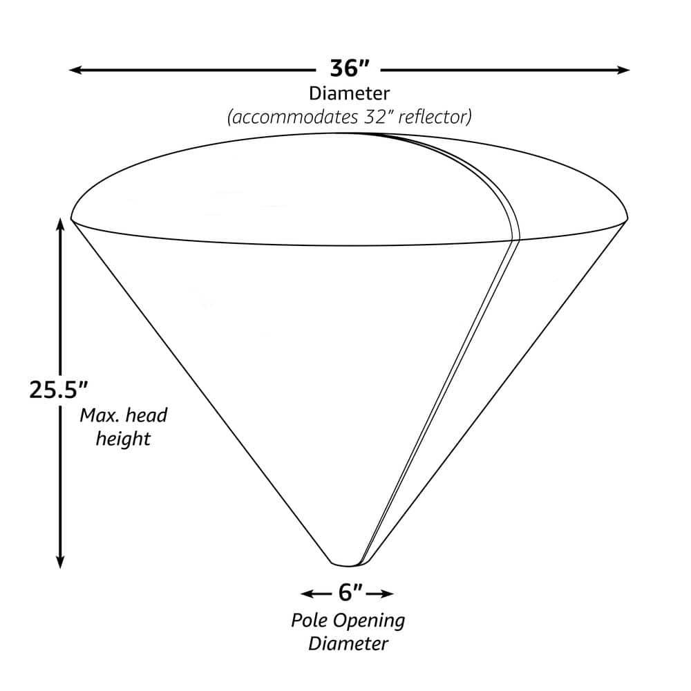 Fire Sense Fire Sense Outdoor Vinyl Head Cover LPG Patio Heaters Heavy Duty 10 Gauge Felt Lined with 32" Reflectors-Black