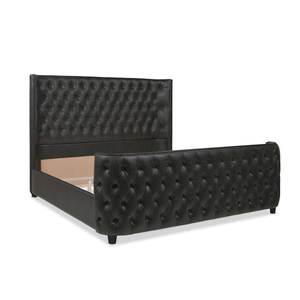 Brooklyn King-Size Luxe Wood Frame Upholstered Bed with Tufted Nailhead Trim