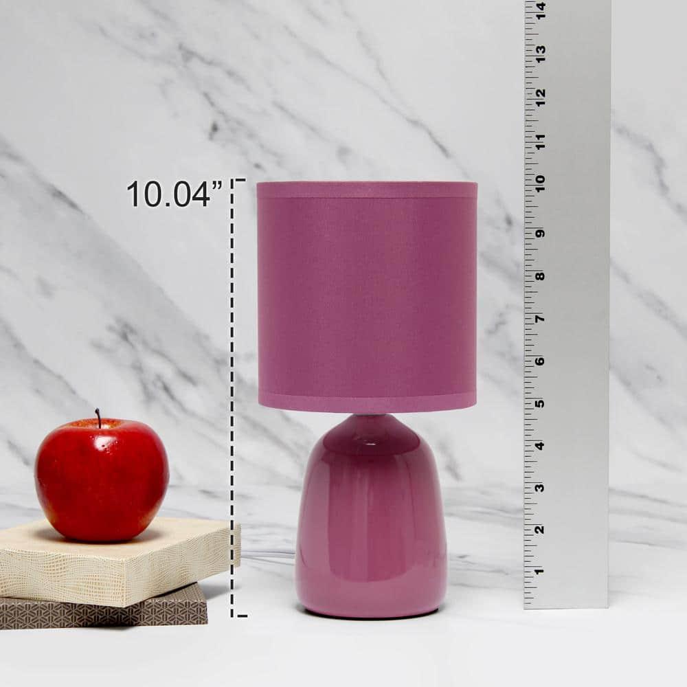 10.04" Traditional Ceramic Thimble Base Bedside Table Desk Lamp with Matching Fabric Shade Mauve - Simple Designs