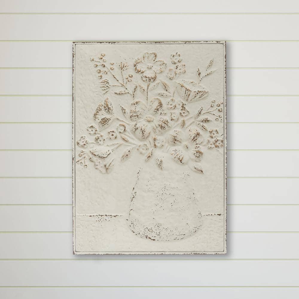 Kelly Clarkson Home Embossed Metal Wall Art with Flowers in Vase