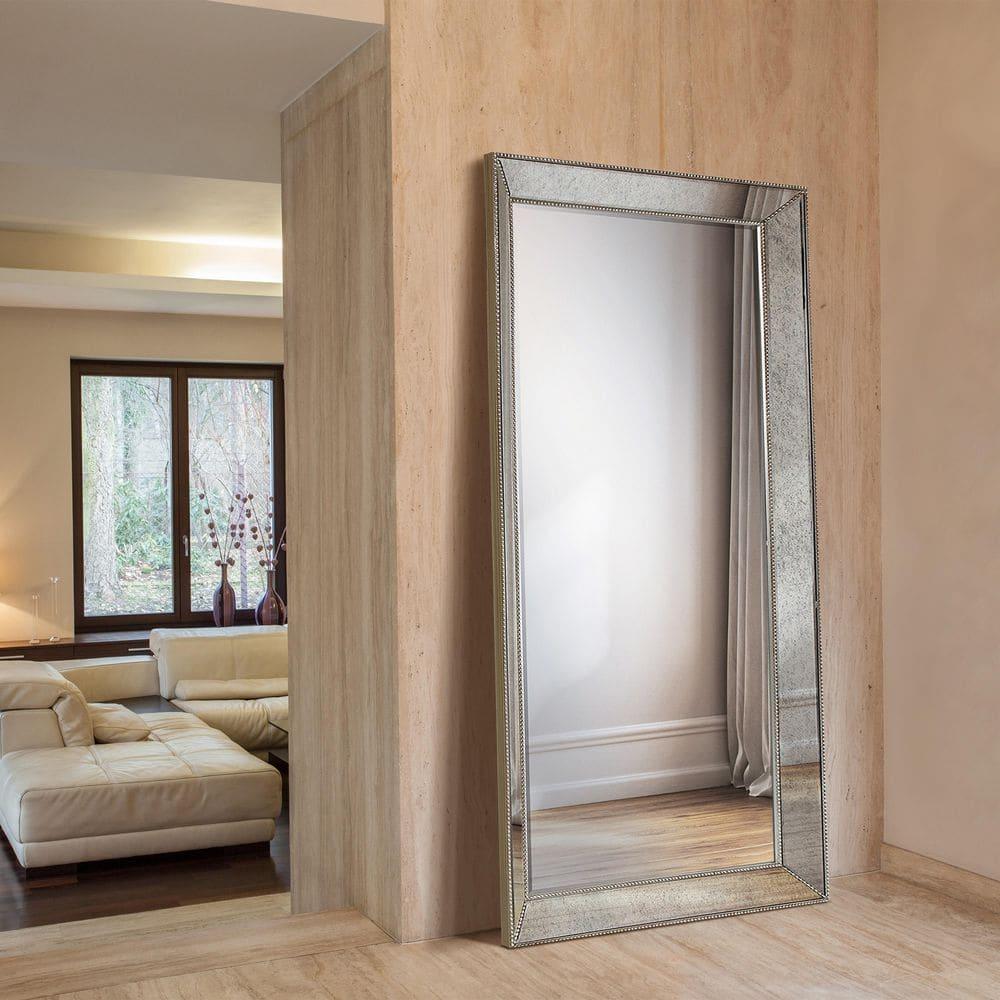 Empire Art Direct Champagne Bead Beveled Rectangle Solid Wood Framed Wall Mirror Ready to Hang, Living Room, Bedroom ＆ Office, 80" x 40"