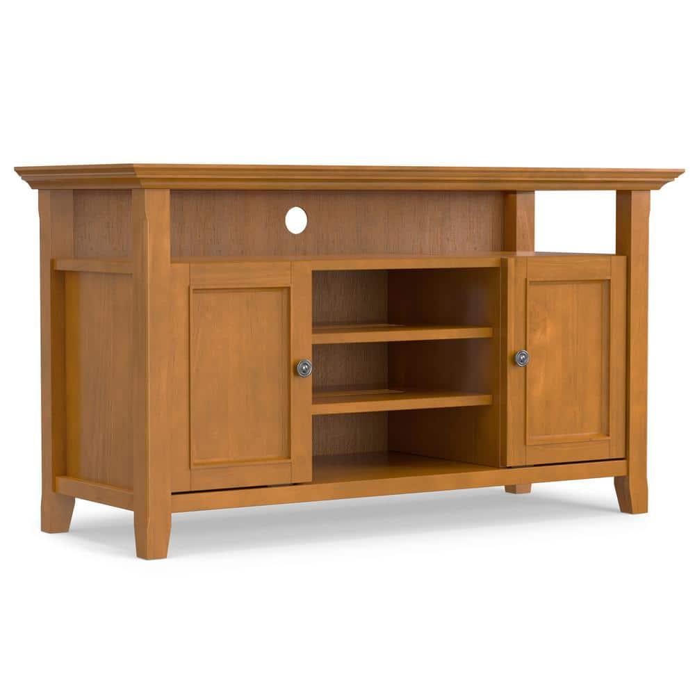Simpli Home Amherst Transitional Solid Wood 54" TV Stand in Light Golden Brown