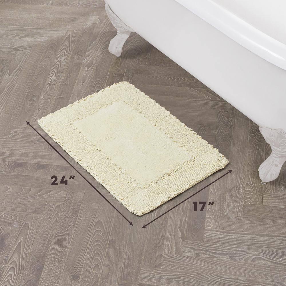 Ruffle Cotton Border Yellow 17 in. x 24 in. Bath Rug