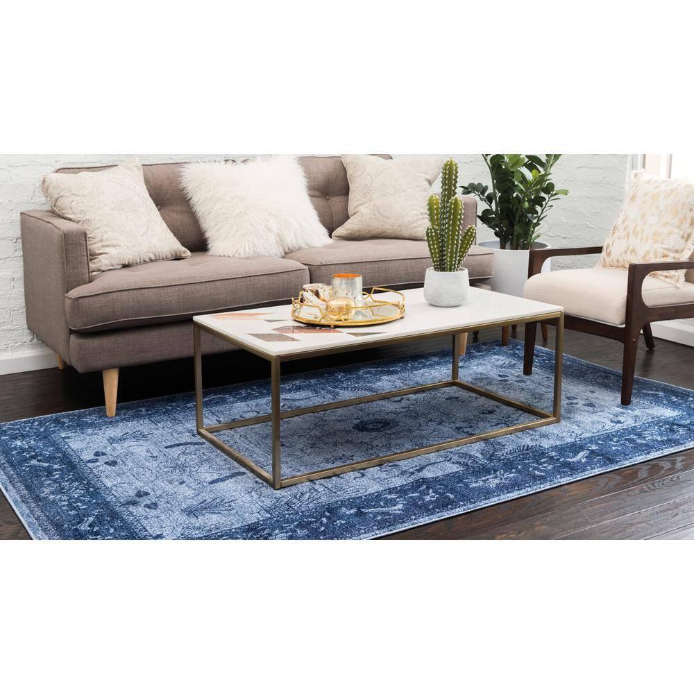 Unique Loom La Jolla Collection Area Rug - Floral (8' x 11' Rectangle Blue/Navy Blue)