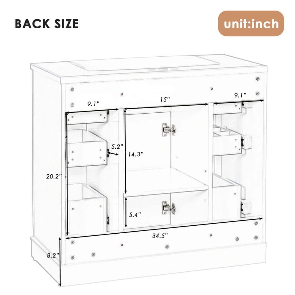 Beyong 33.4" H X 35.6" W X 17.9" D 35.6'' Single Bathroom Vanity Base Only