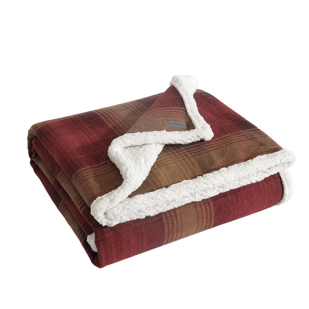 50"x70" Oversized Nordic Plaid Throw Blanket Raisin - Eddie Bauer: Cozy Fleece, Machine Washable