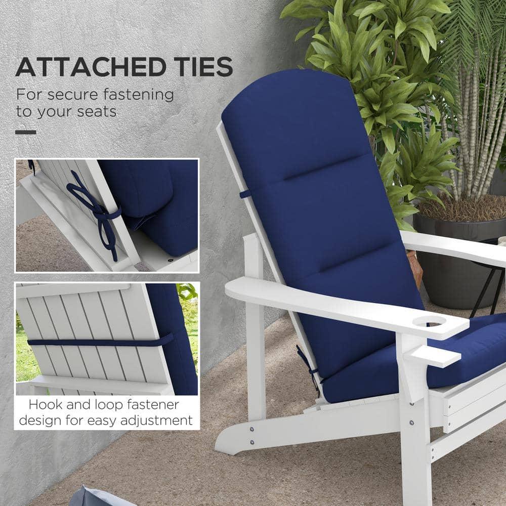 Outsunny Adirondack Chair Cushions, Outdoor Chair Cushions with Seat Cushion, Back Cushion and Ties, Water Repellent Replacement Patio Seat Pads, Blue