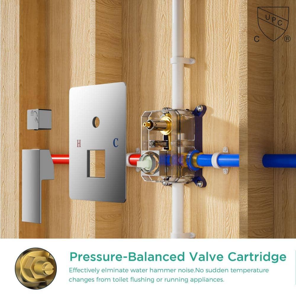 FORIOUS Shower Head System, 12 Inch Rain Shower Faucet Set with Handheld Spray Combo Rough-in Valve, Solid Brass Pressure Balanced Valve Trim Kit, Ceiling Mount, Chrome